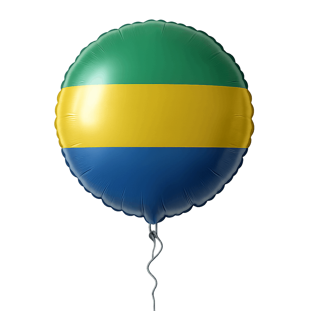 Gabon Flag Round Balloon Transparent Background Party
