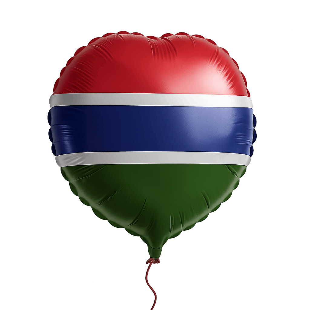 Gambia Flag Heart Balloon Transparent Background Love