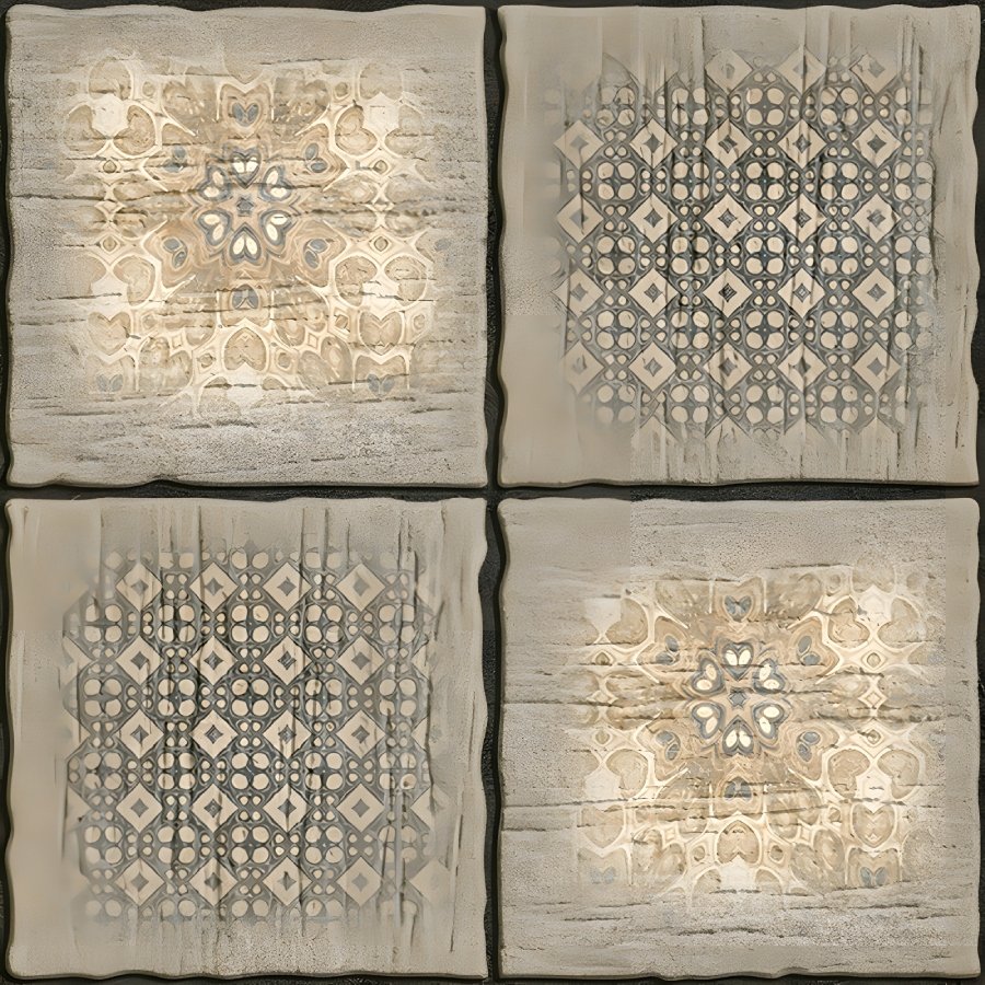 Geometric Mandala Rustic Wood Effect Tile