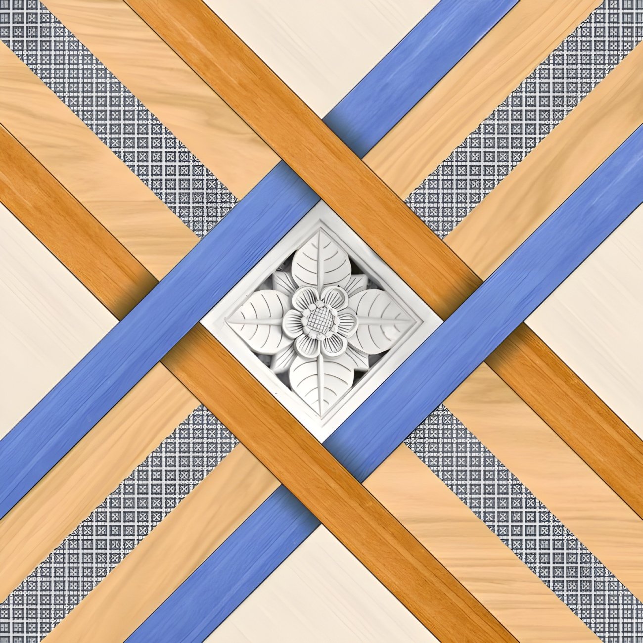 Geometric Tile Pattern with Floral Accent