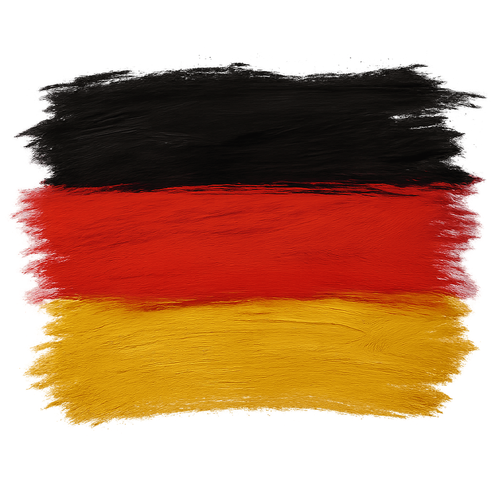 German Flag Painted Brush Strokes Transparent Background