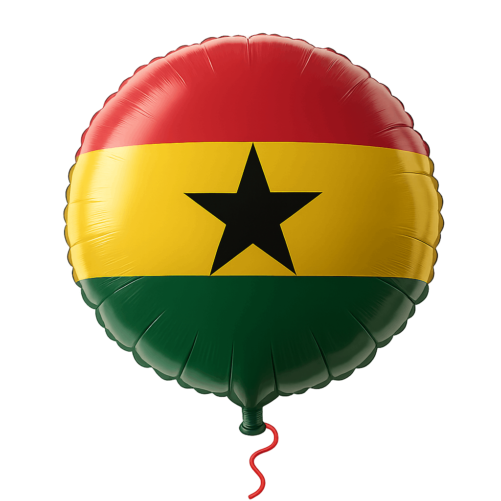 Ghana Flag Balloon Foil on Transparent Background
