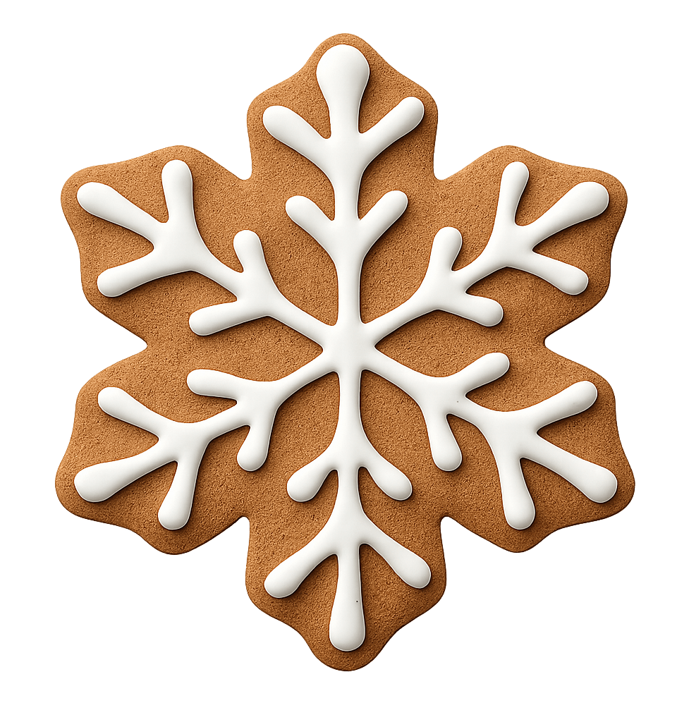Gingerbread Snowflake Cookie With White Icing