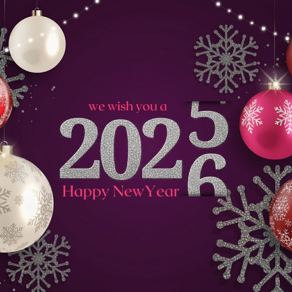 Glitter Purple 2026 New Year Ornament Card