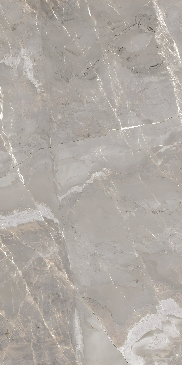 Glossy Light Gray Marble with White Veins