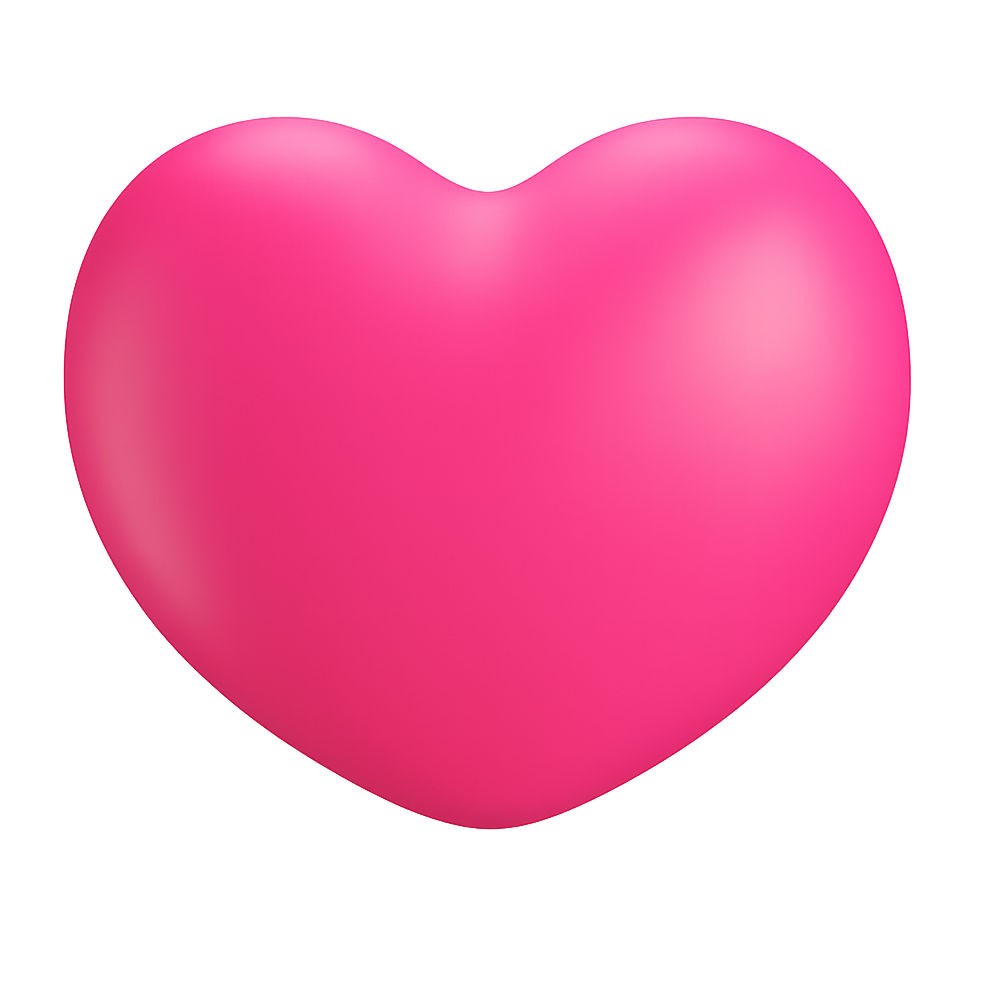 Glossy Pink 3D Heart on Transparent Background Representing Love and Affection