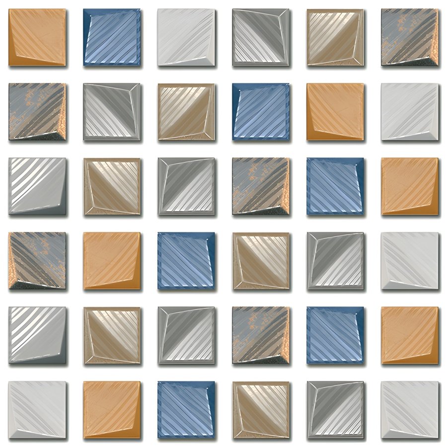 Glossy Striped Square Mosaic Tile Pattern