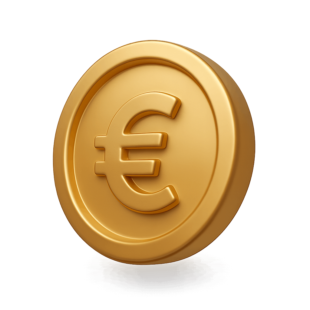 Gold 3D Euro Coin Currency Finance