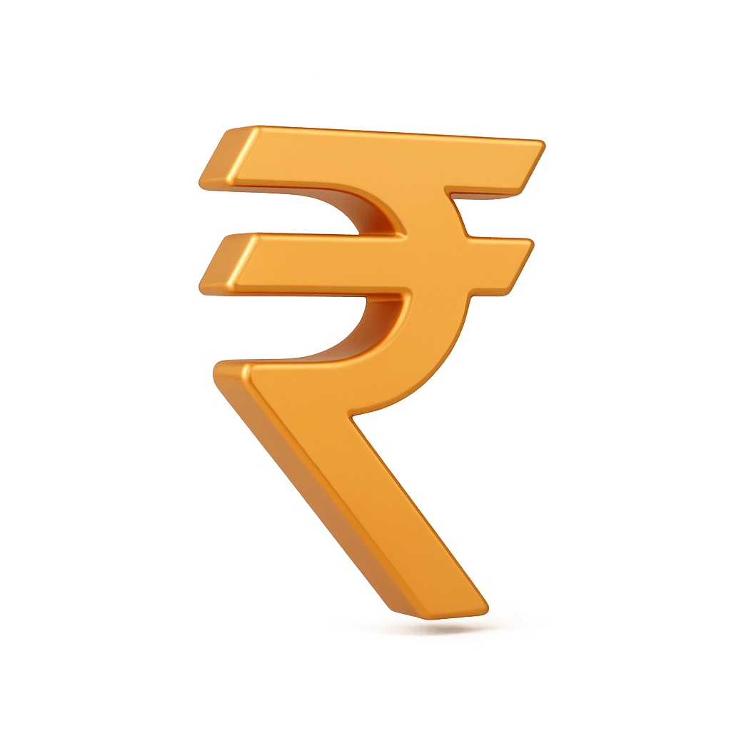 Gold 3D Indian Rupee Sign Currency