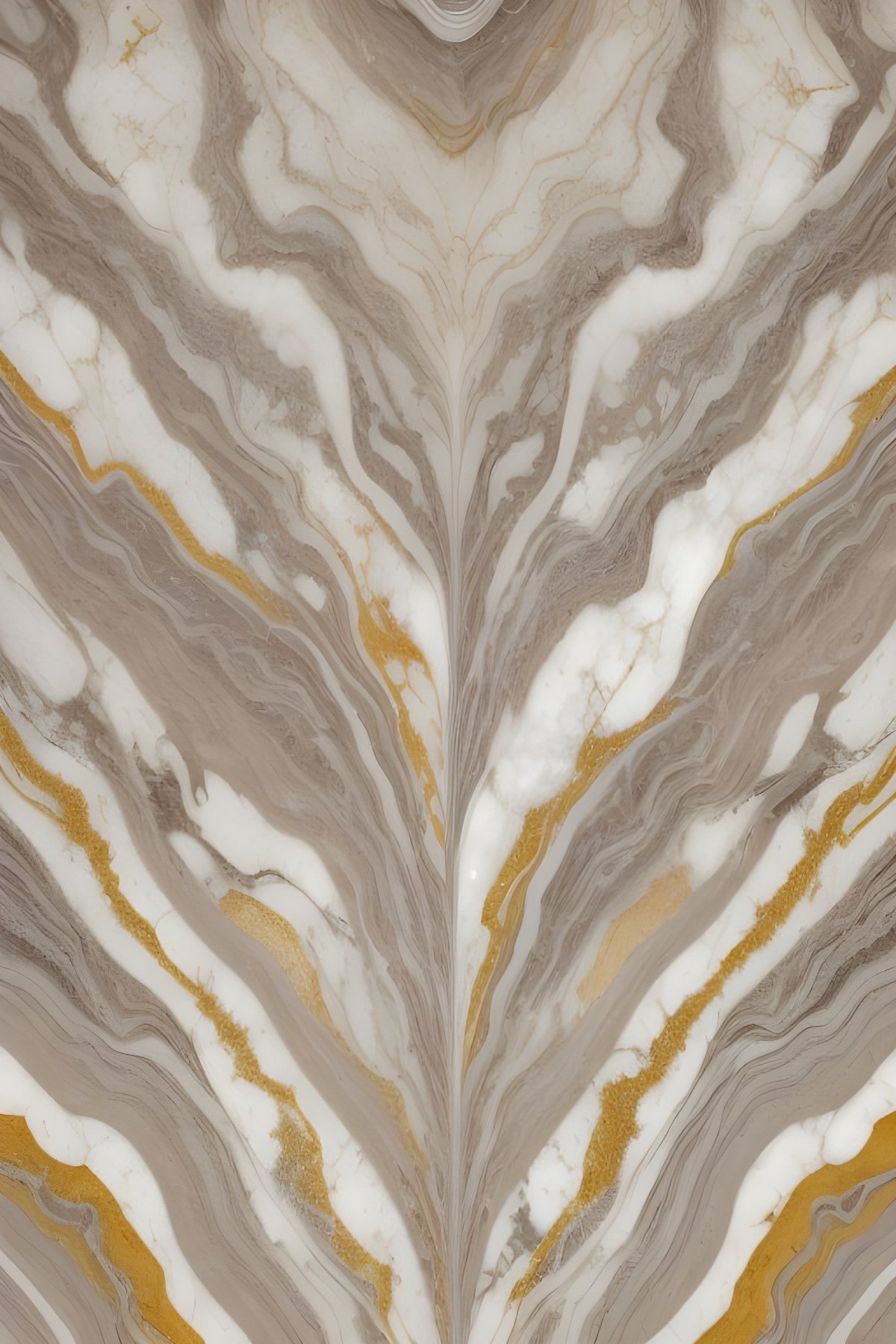 Gold Accented Symmetrical Gray Marble Design