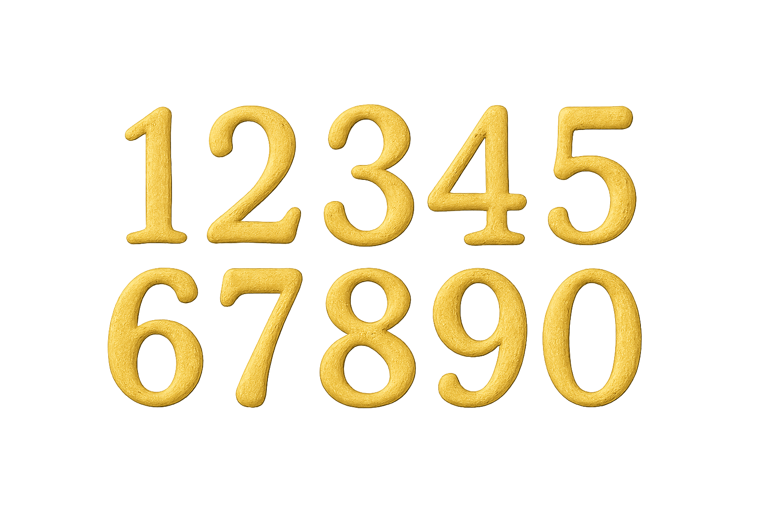 Gold Textured 3D Numeric Font Set