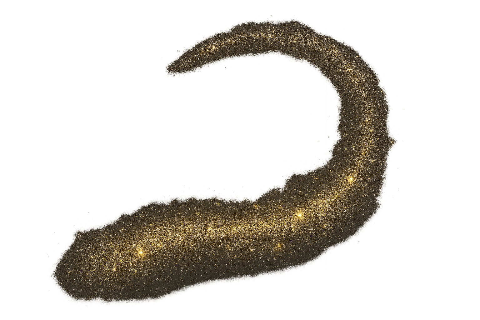 Golden Glitter Crescent Ring Forming an Abstract Sparkling