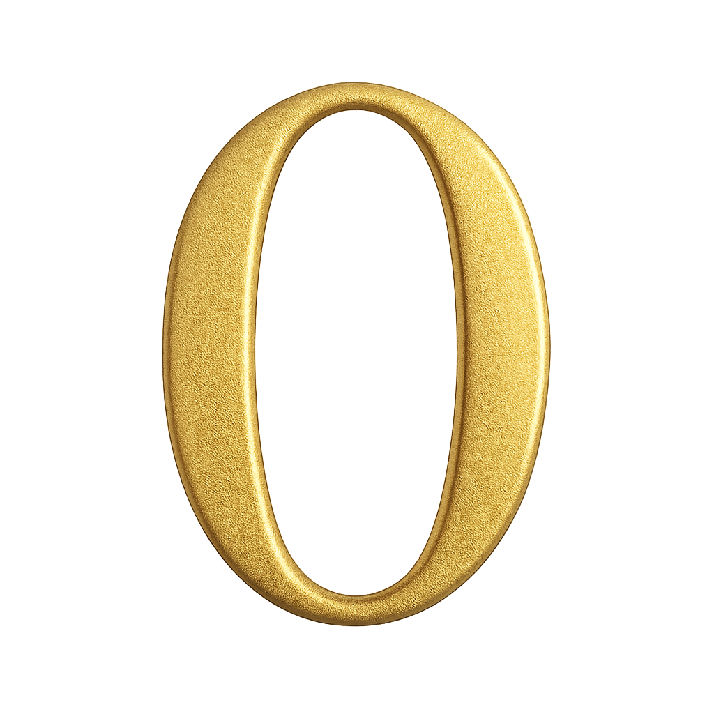 Golden Textured 3D Number Zero
