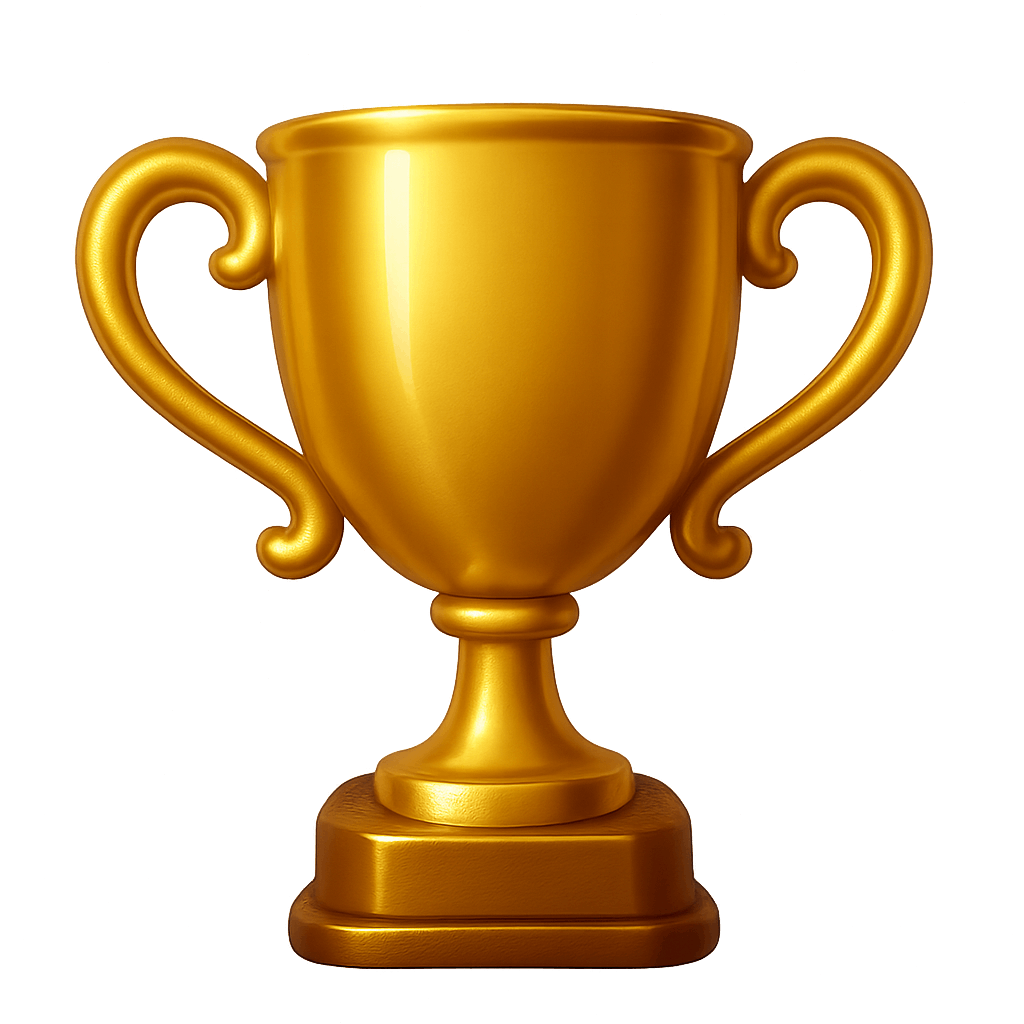 Golden Trophy on Transparent Background Representing Victory and Achievement