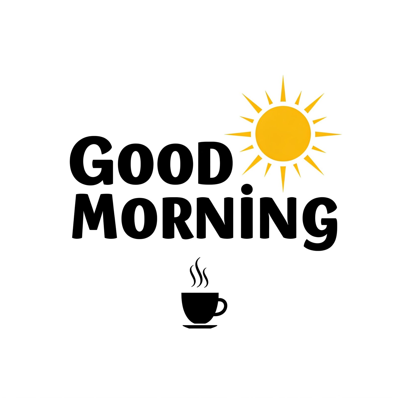 Good Morning Illustration with Sun and Coffee Symbol