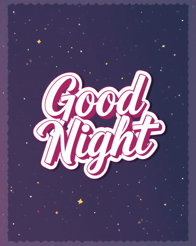 Good Night Card with Glitter Stars on a Purple Background