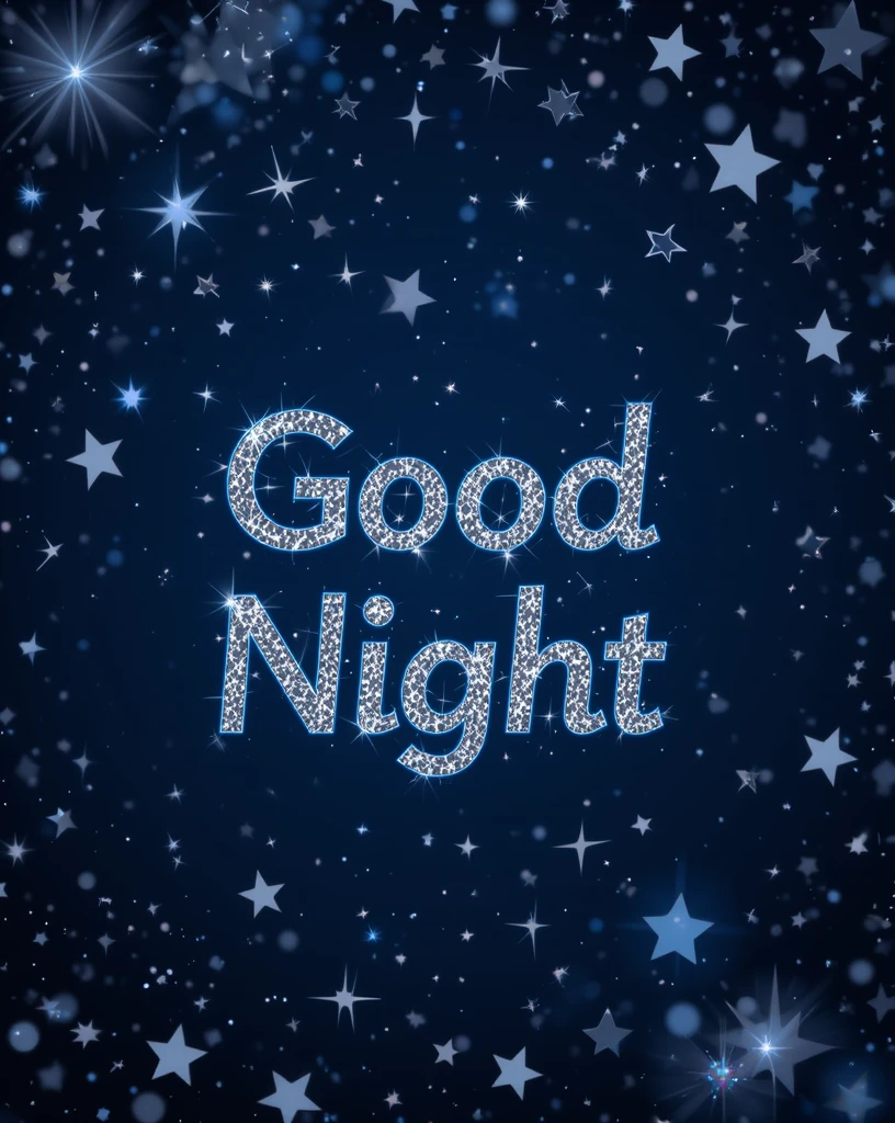 Good Night Message With Glittering Stars and Sparkling Midnight Sky