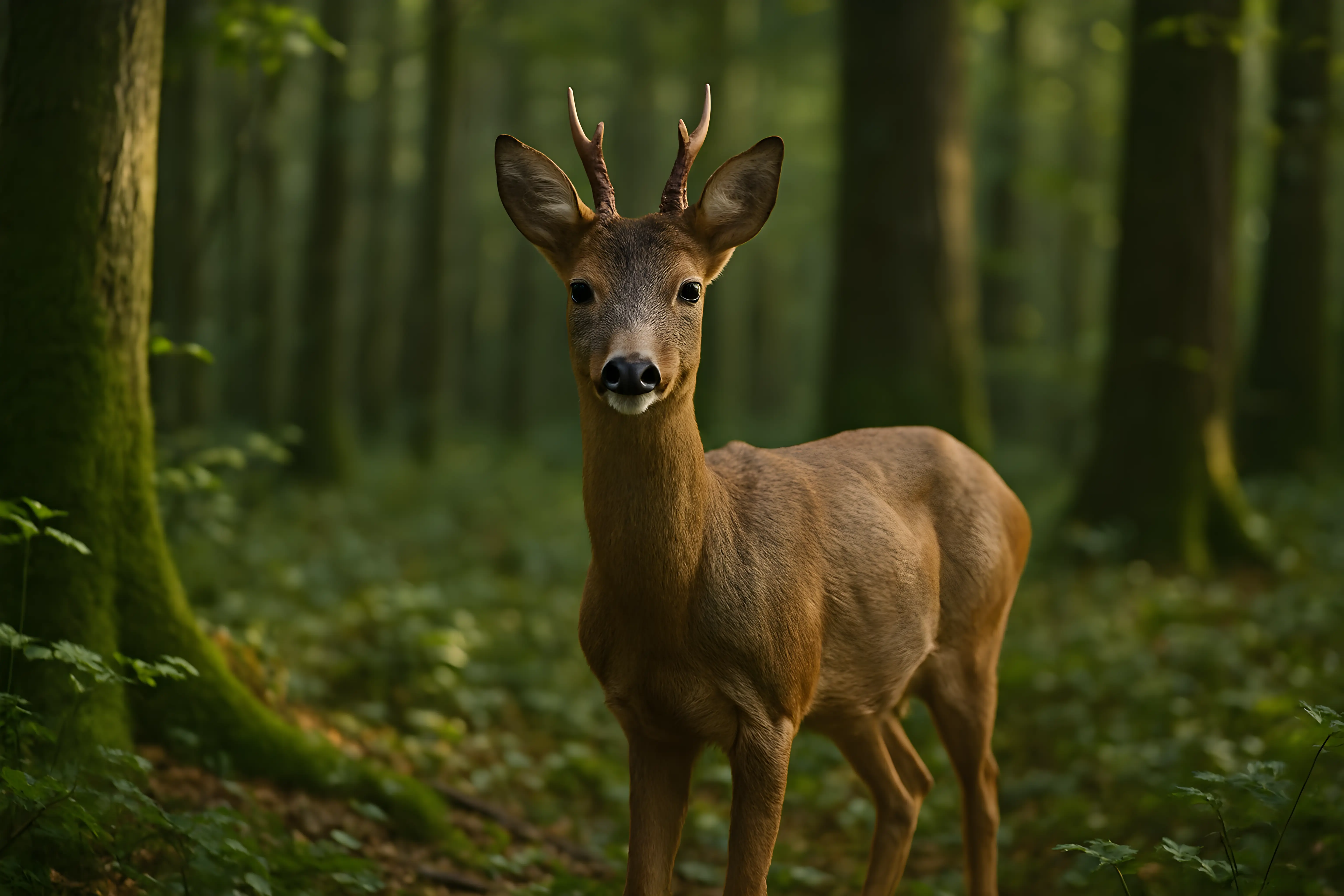 Graceful Deer Standing in a Serene Forest Setting