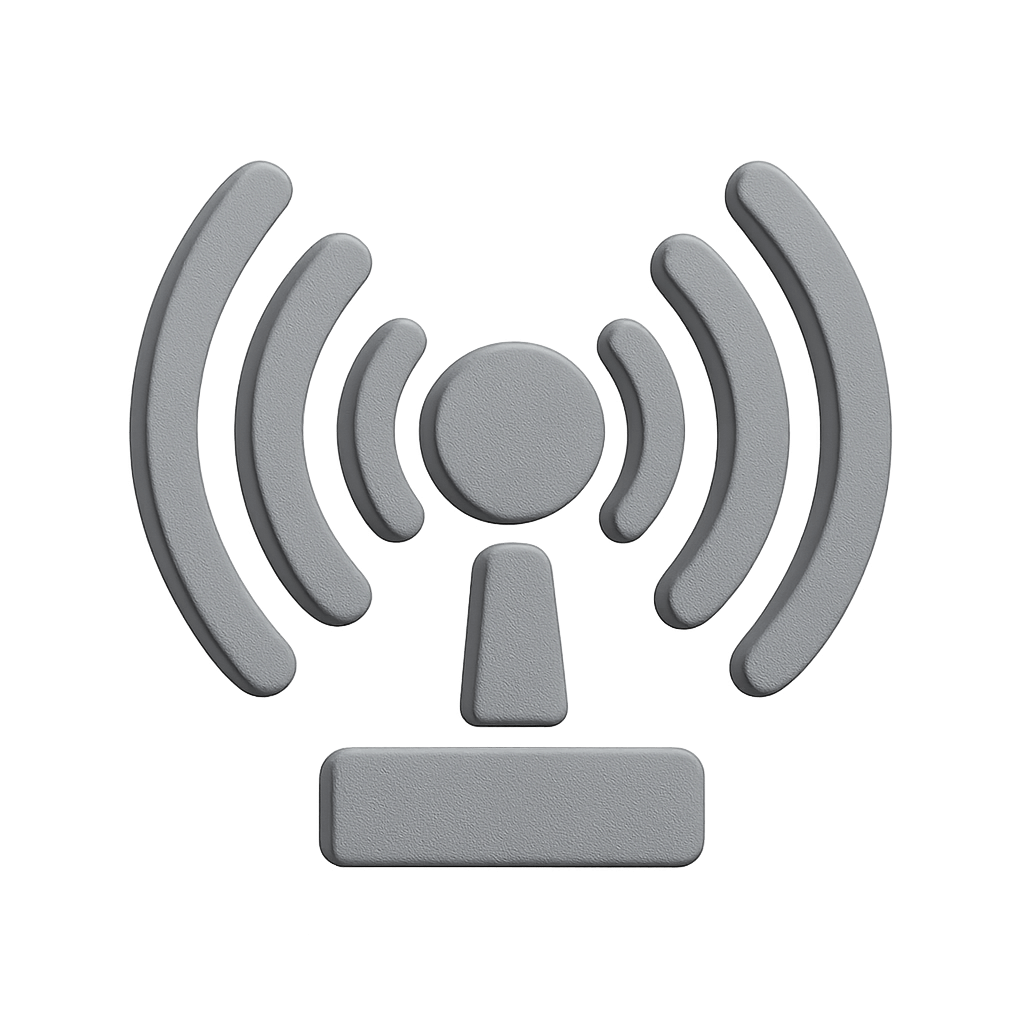 Gray 3D Broadcast Signal Icon Technology