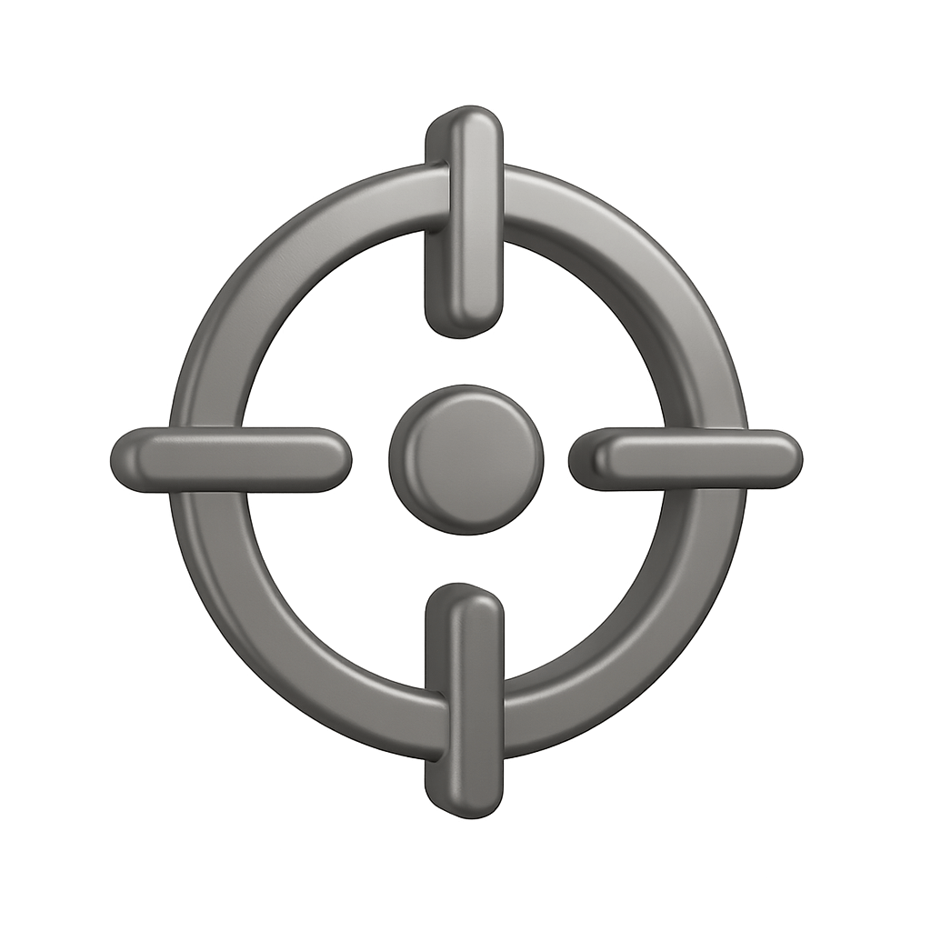 Gray 3D Crosshair Icon Focus Target