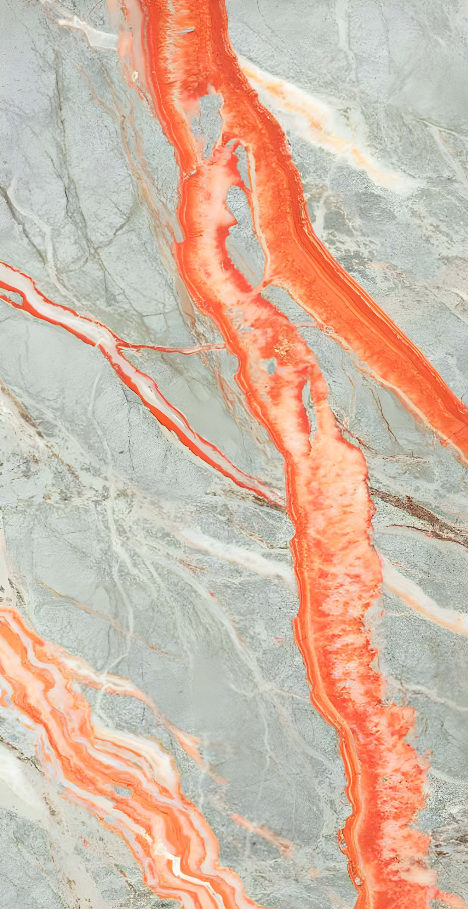 Gray and Orange Veined Natural Marble Stone