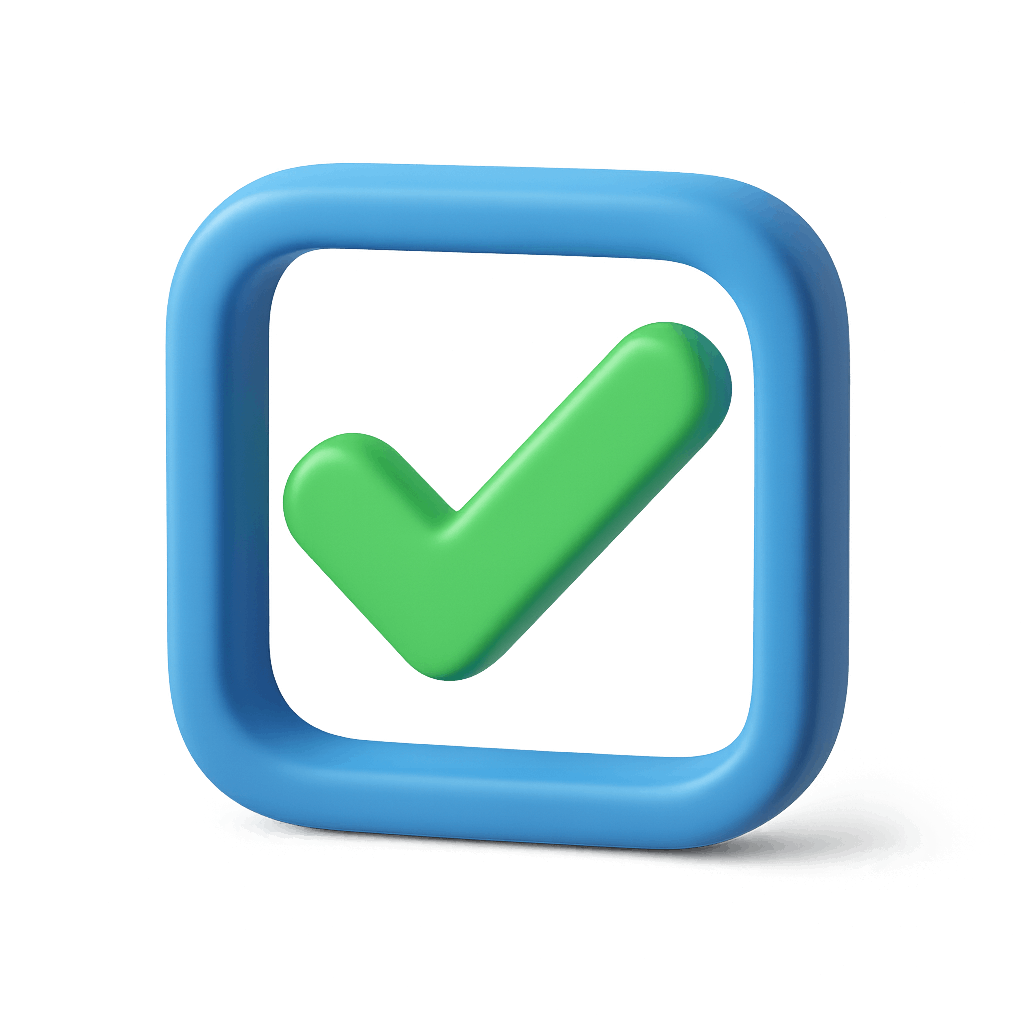 Green 3D Check Mark Tick Complete