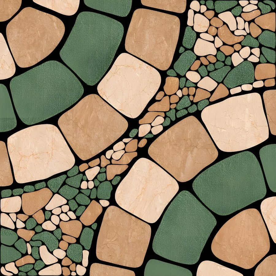 Green Beige Irregular Pebble Stone Tile