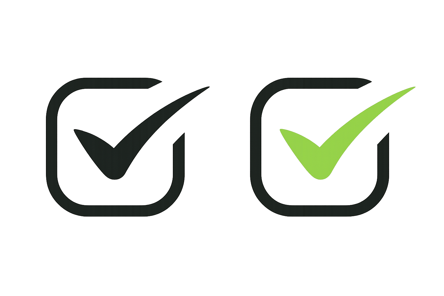 Green Checkmark Icon in a Rounded Square on Transparent Background Symbolizing Verification and Approval