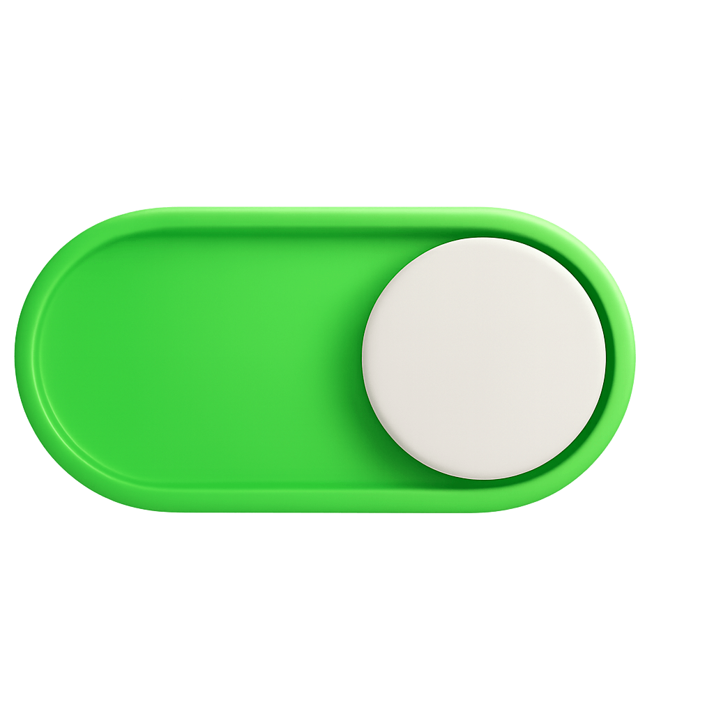 Green Toggle Switch Design on Transparent Background