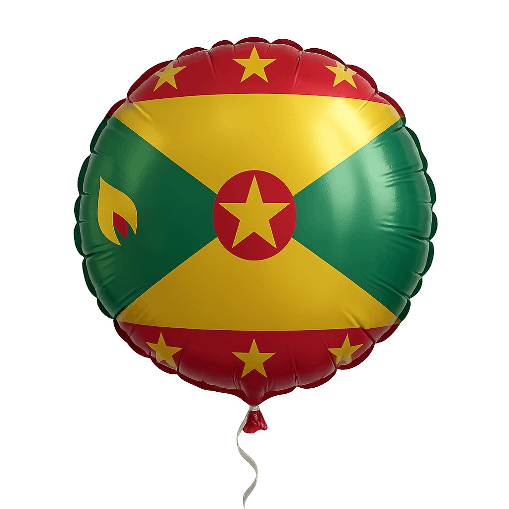 Grenada Flag Balloon Foil on Transparent Background