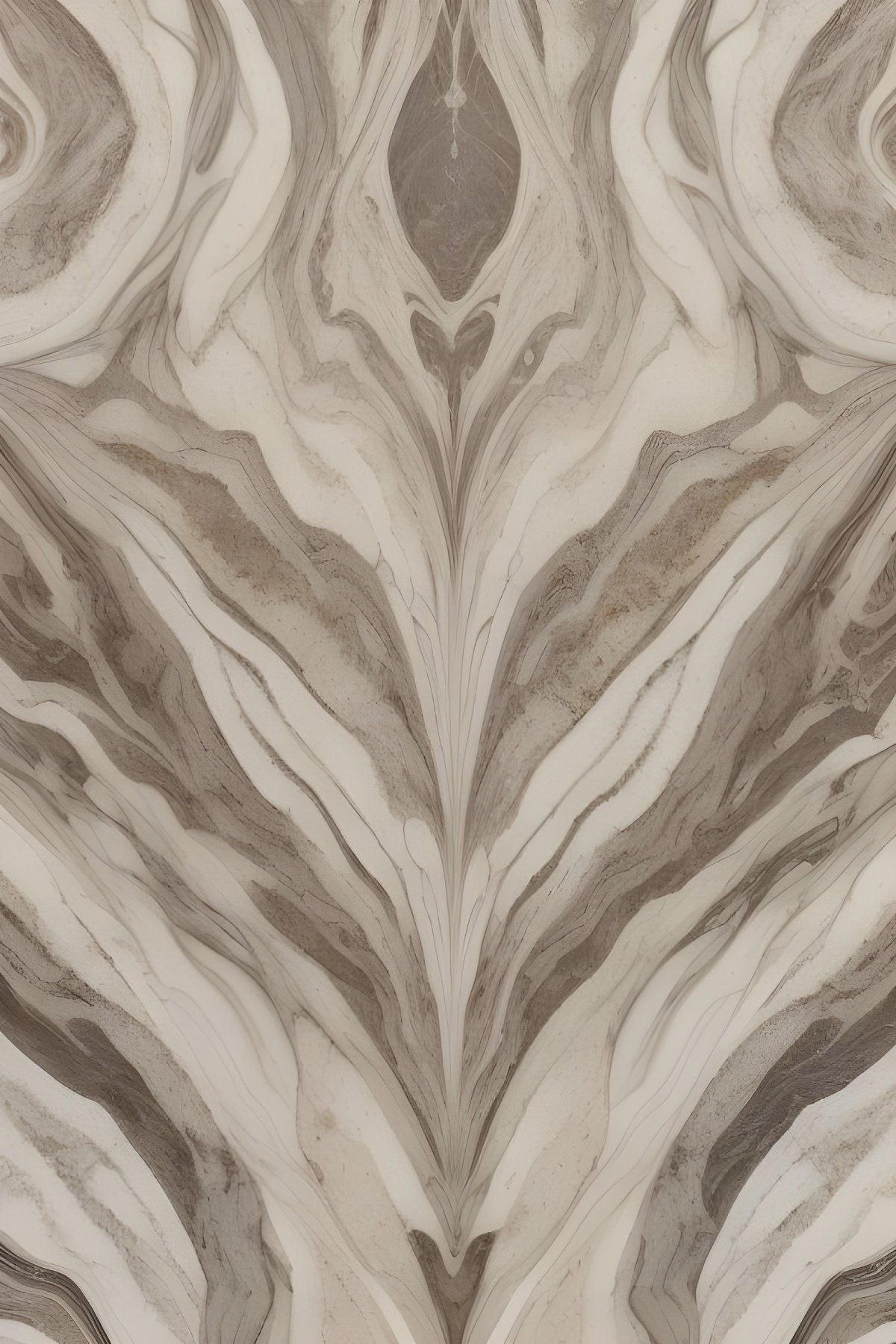 Grey and White Symmetrical Marble Leaf Pattern
