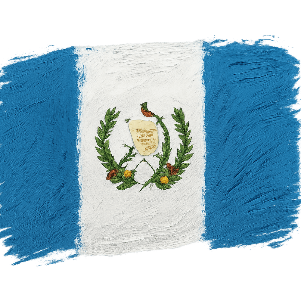 Guatemala Flag Painted Brush Strokes Transparent Background