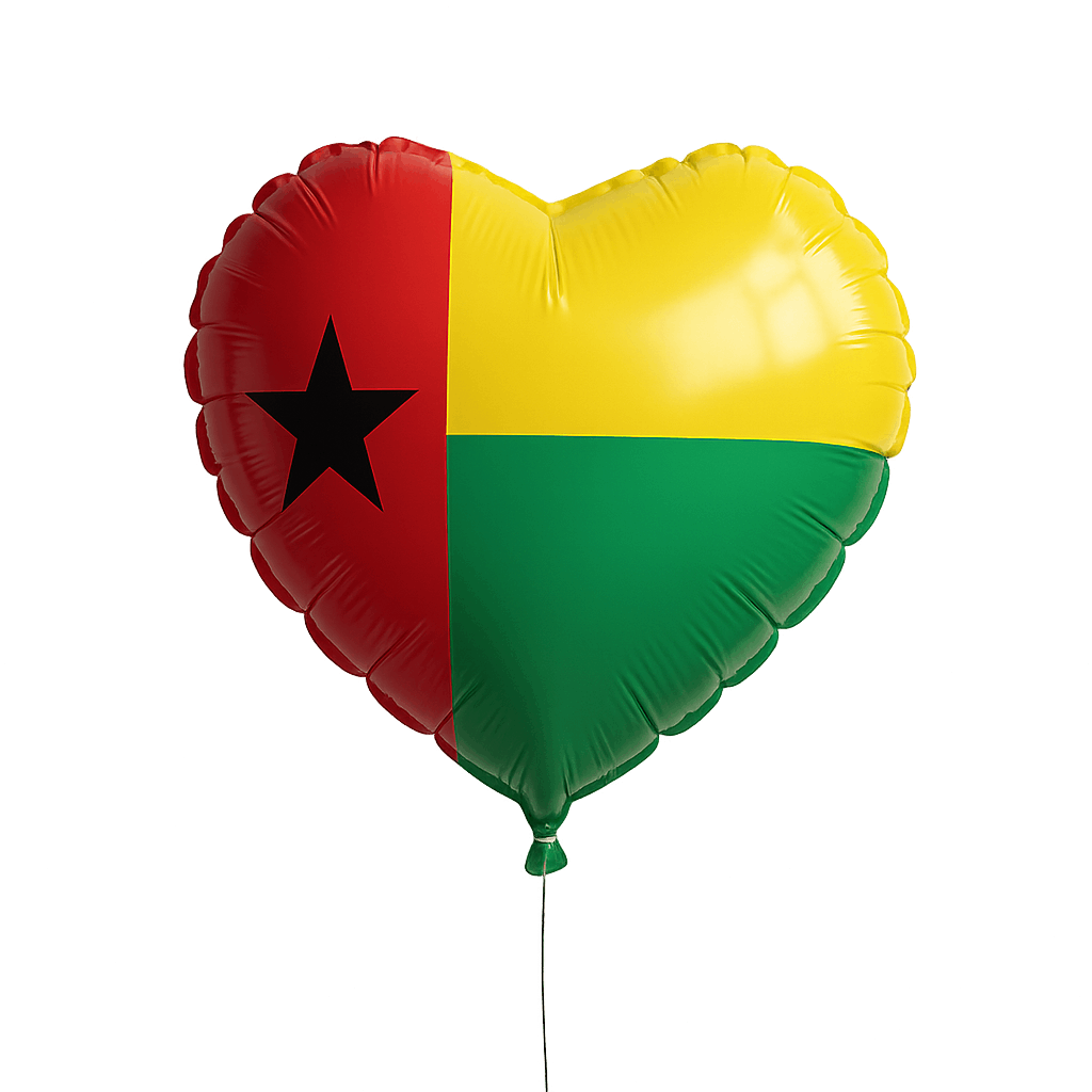 Guinea-Bissau Flag Heart Balloon, Transparent Background