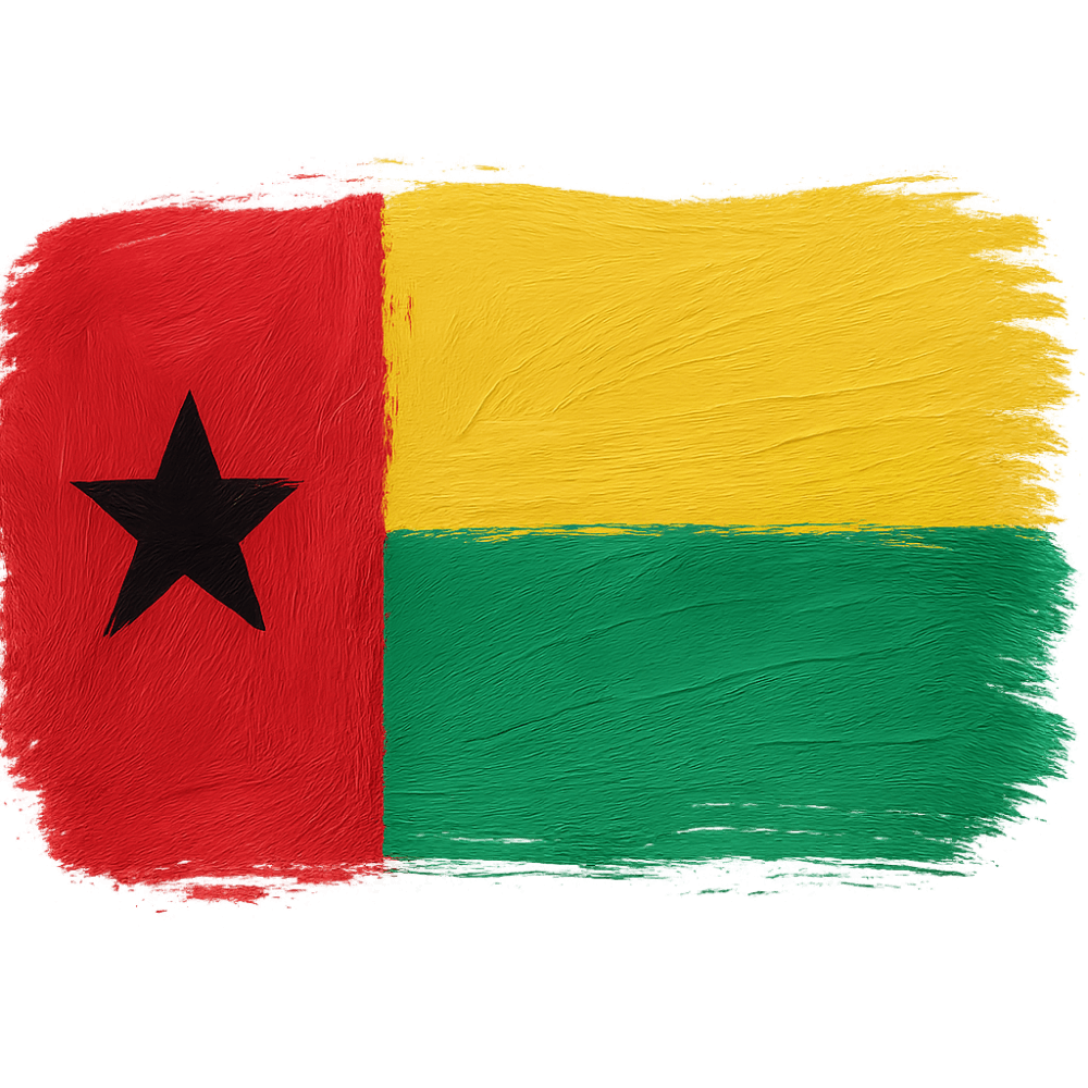 Guinea-Bissau Flag Painted Brush Strokes Transparent Background