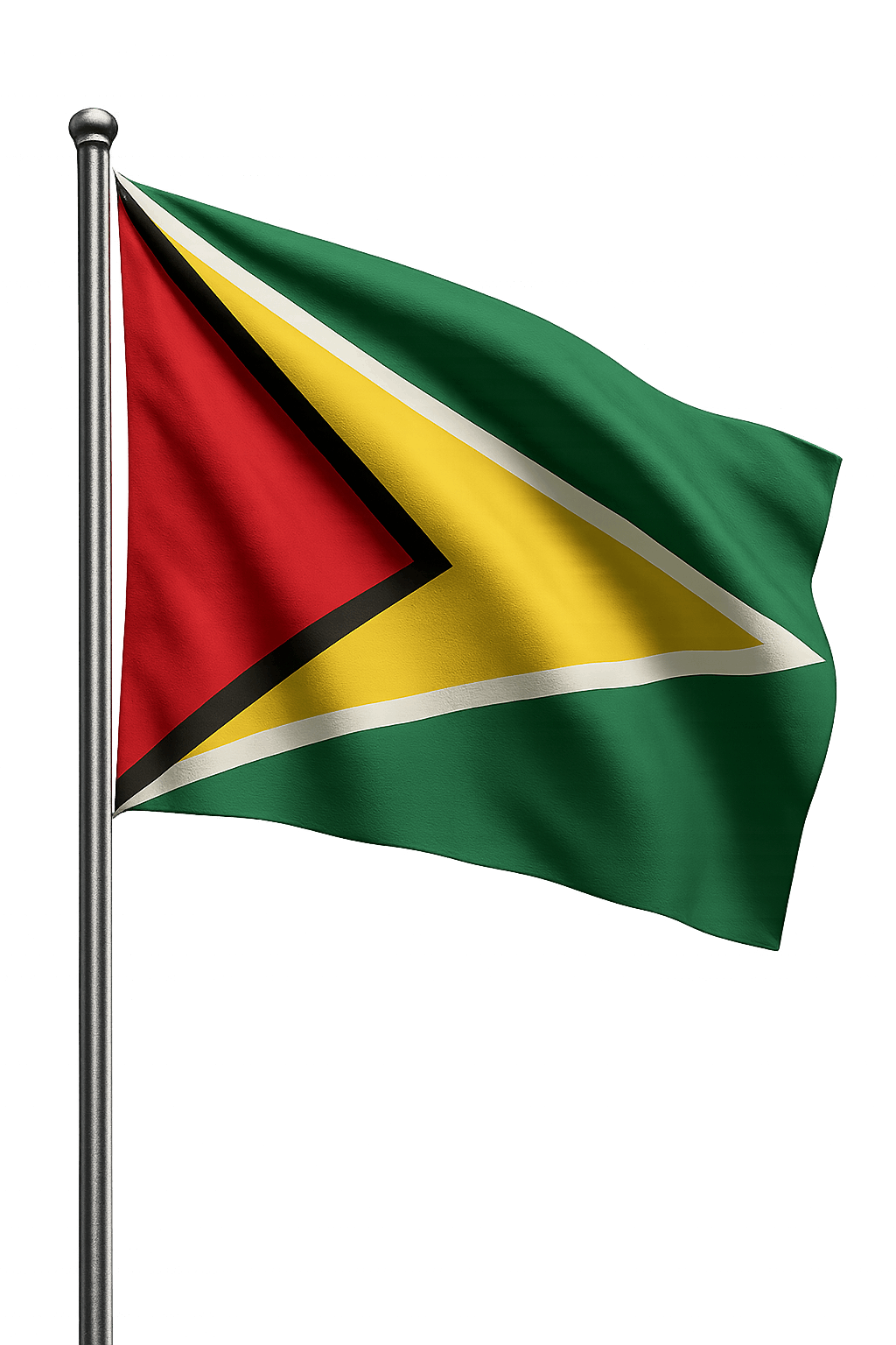 Guyana Flag Waving on Flagpole 3D