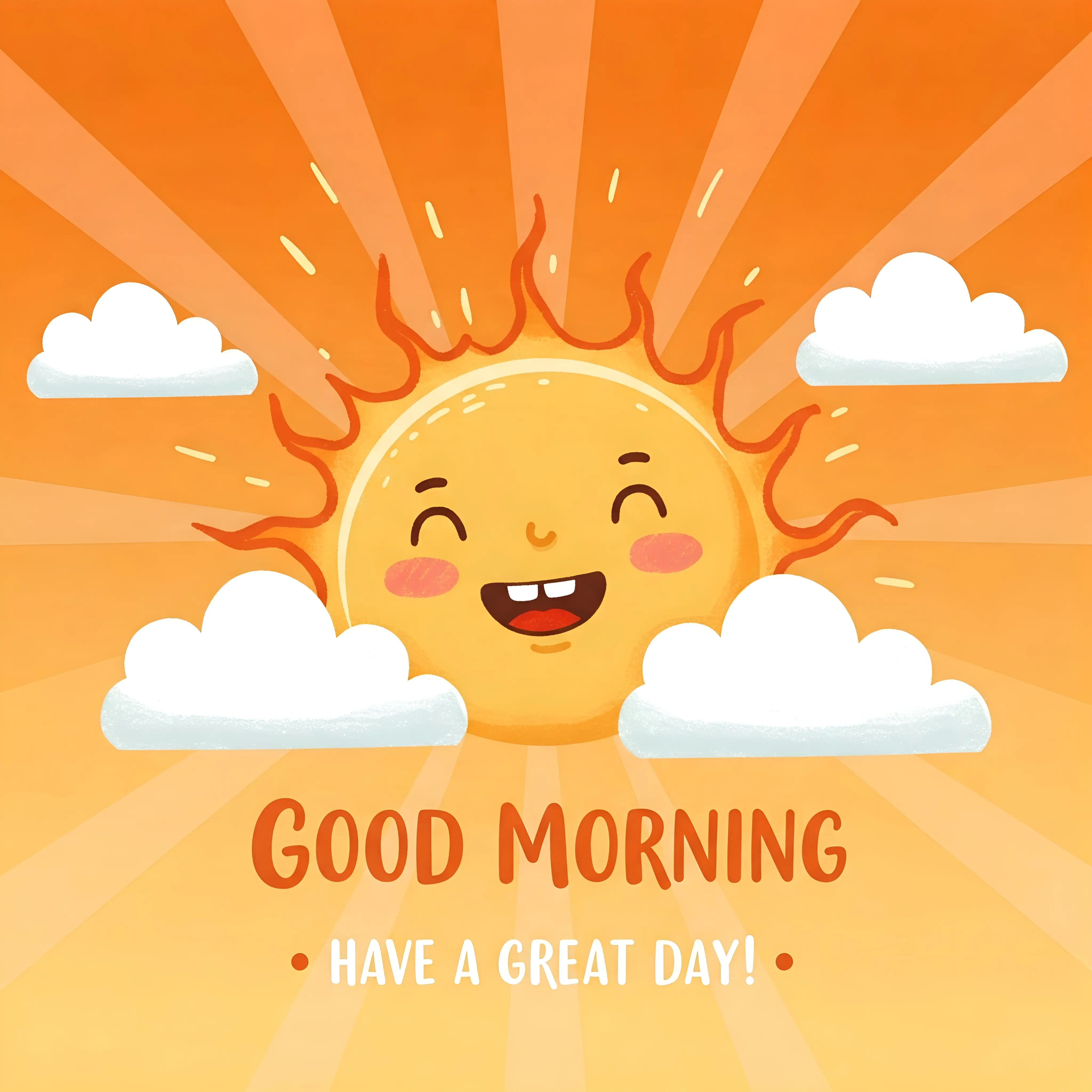 Sunny Morning Illustration with Smiling Sun and Positive Greeting Message