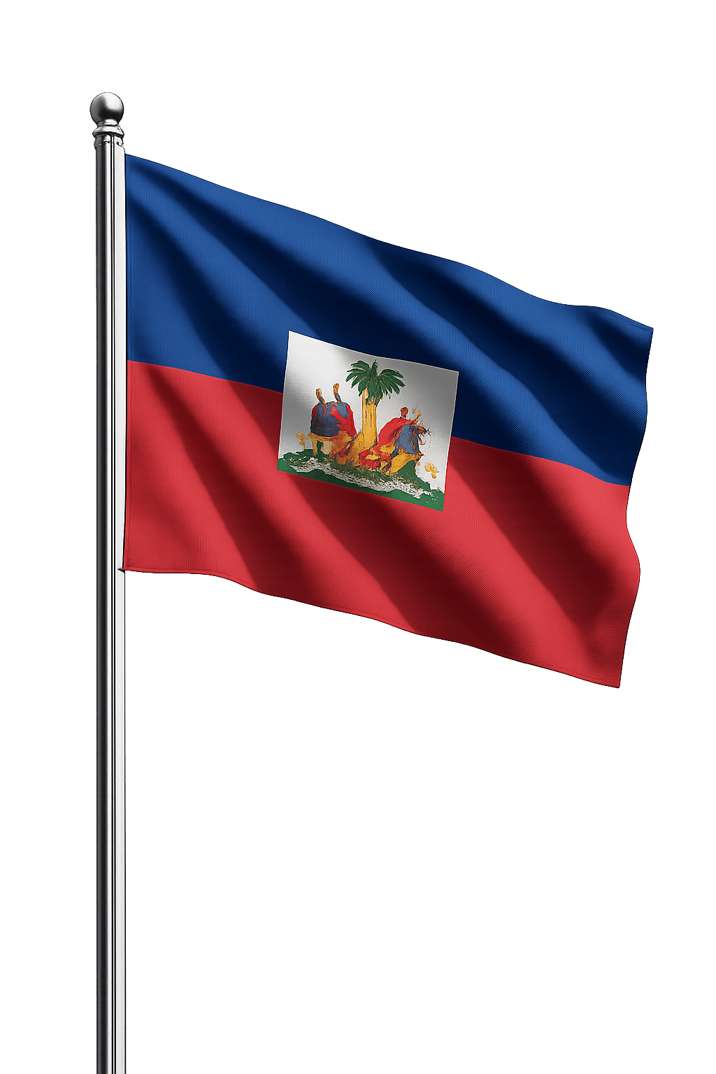Haiti Flag Waving on Flagpole 3D Realistic