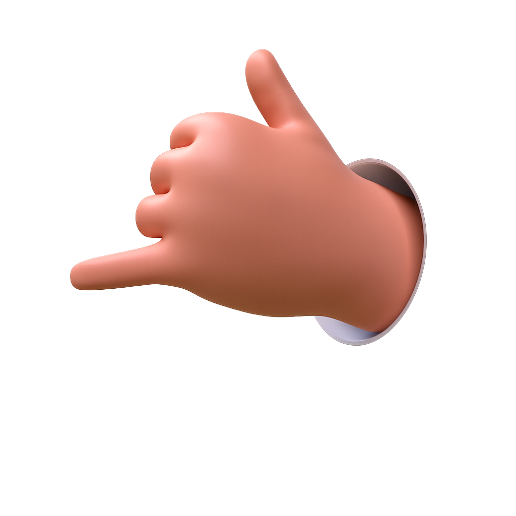Hand Gesture Forming a Shaka Sign on Transparent Background
