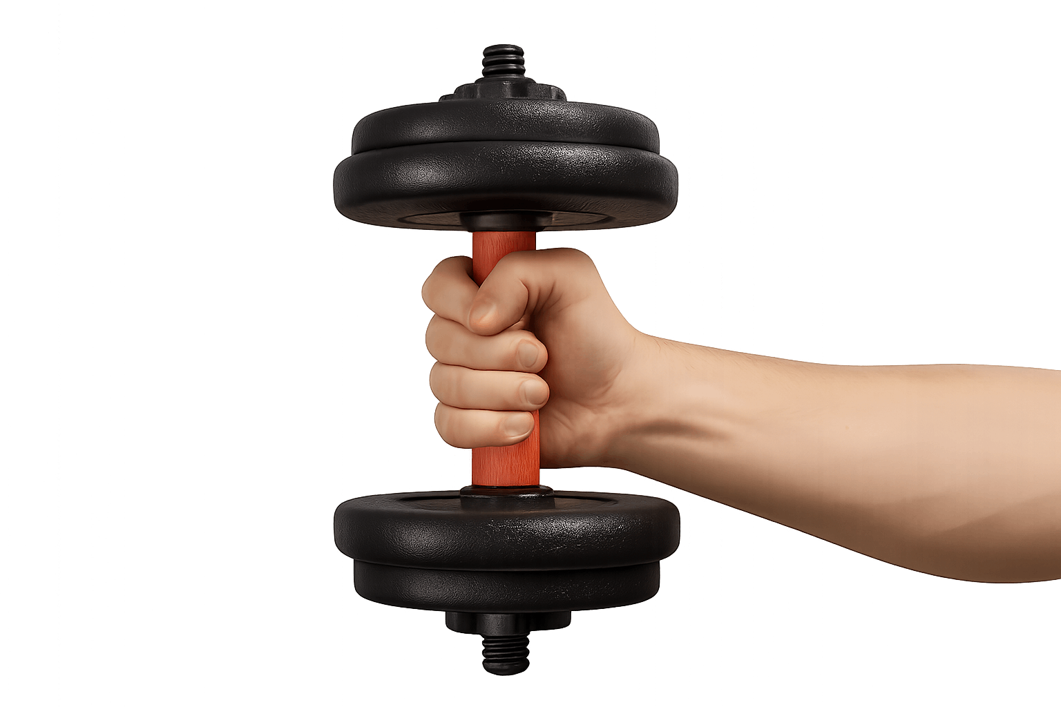 Hand Holding Black Adjustable Dumbbell Transparent Background