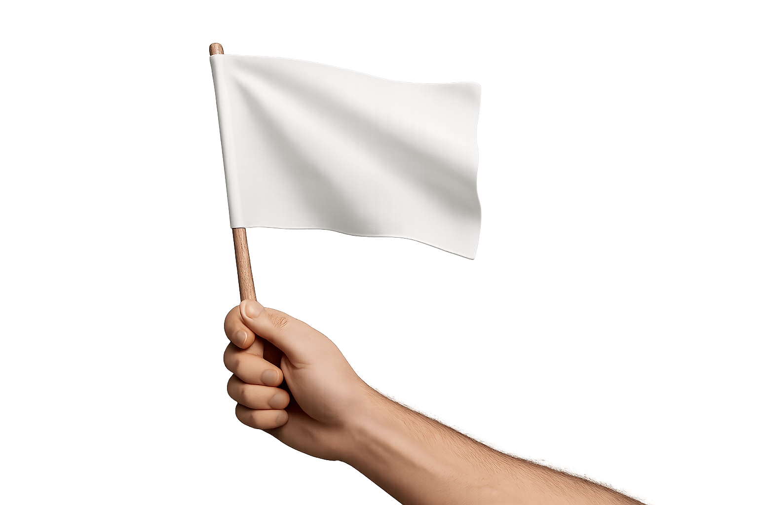 Hand Holding Blank White Flag Transparent Background