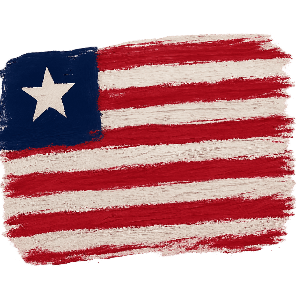 Hand Painted Liberia Flag with Transparent Background