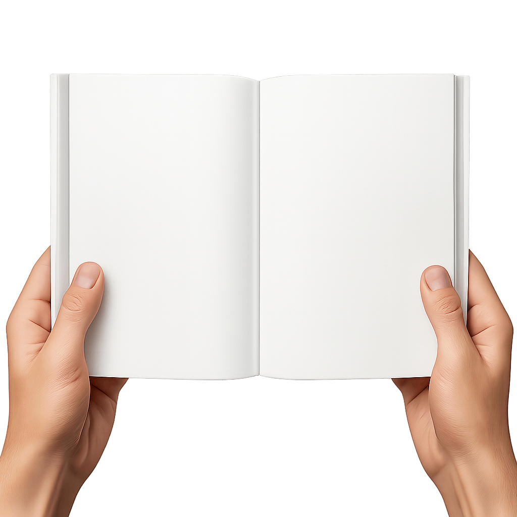 Hands Holding Open Blank Book Transparent Background