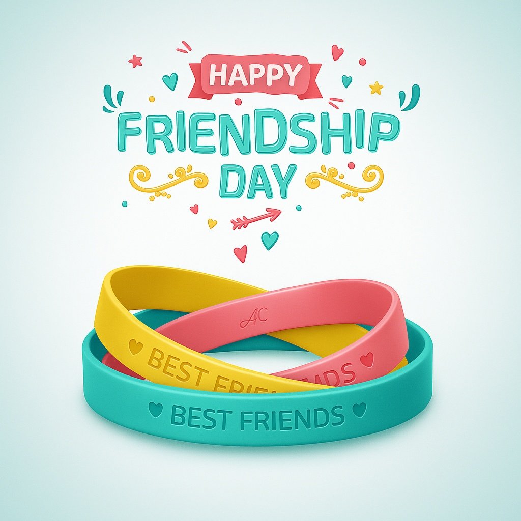 Happy Friendship Day Celebration With Colorful Friendship Bands and Festive Design