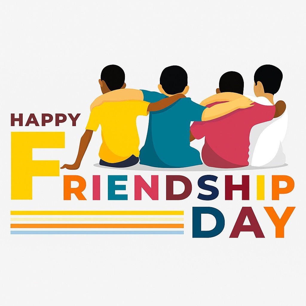 Happy Friendship Day Celebration with Friends Hugging in Unity and Joy