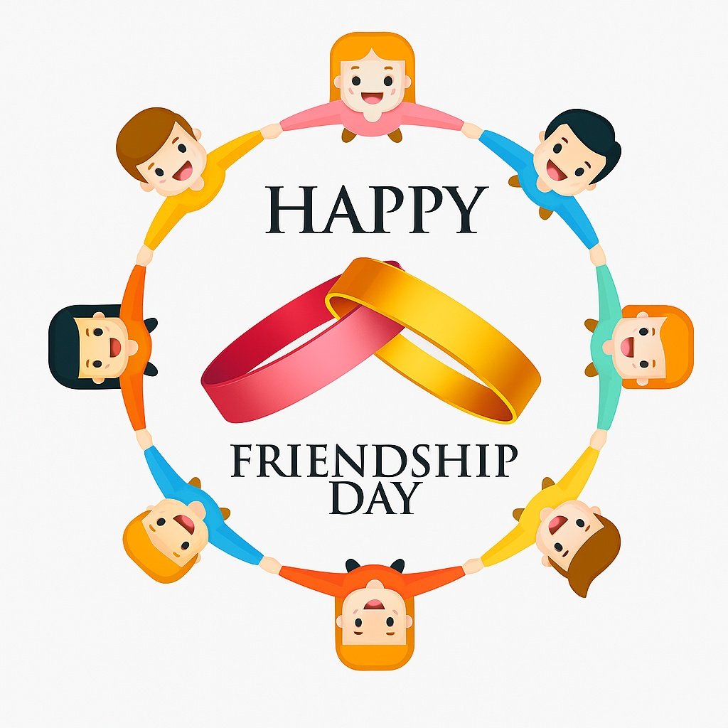 Happy Friendship Day Celebration With Kids Holding Hands in a Circle