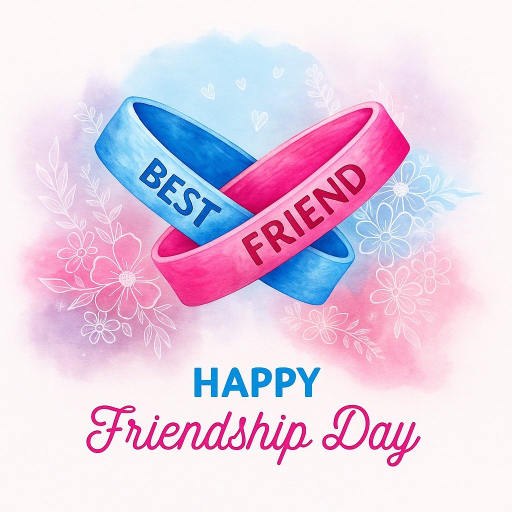 Happy Friendship Day Design with Interlocked Best Friend Wristbands