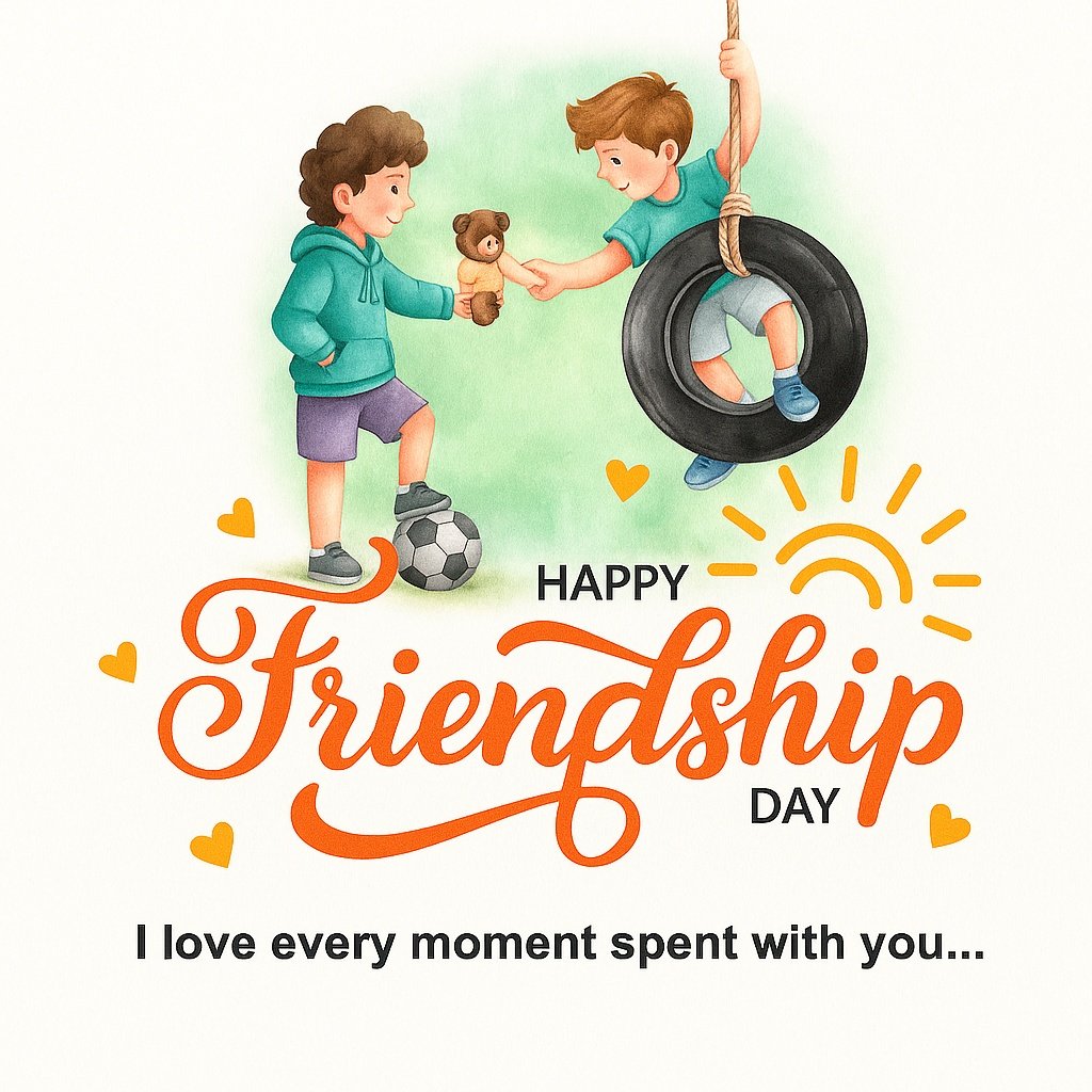 Happy Friendship Day Illustration Featuring Childhood Fun and Togetherness
