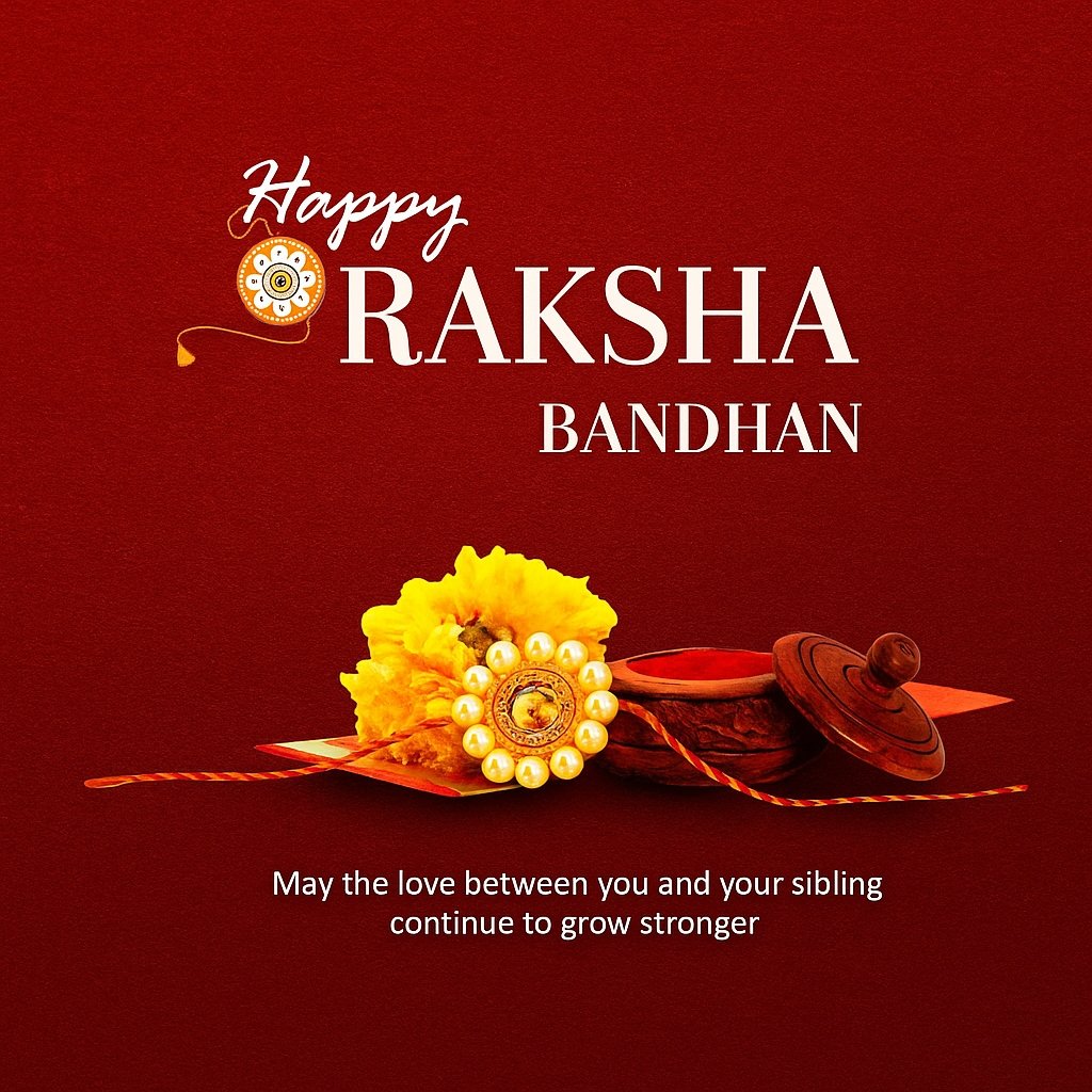 Happy Raksha Bandhan Celebration with Rakhi and Festive Decorations