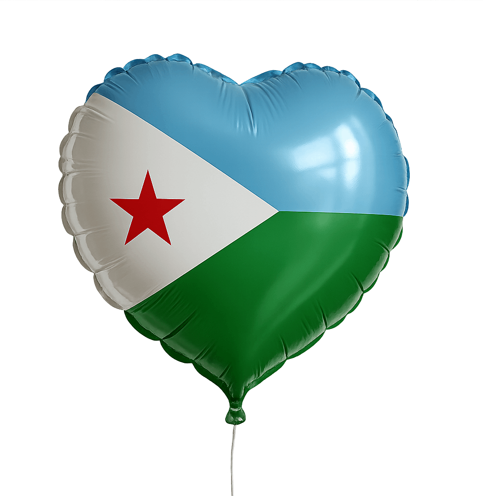 Heart Balloon Djibouti Flag, transparent background