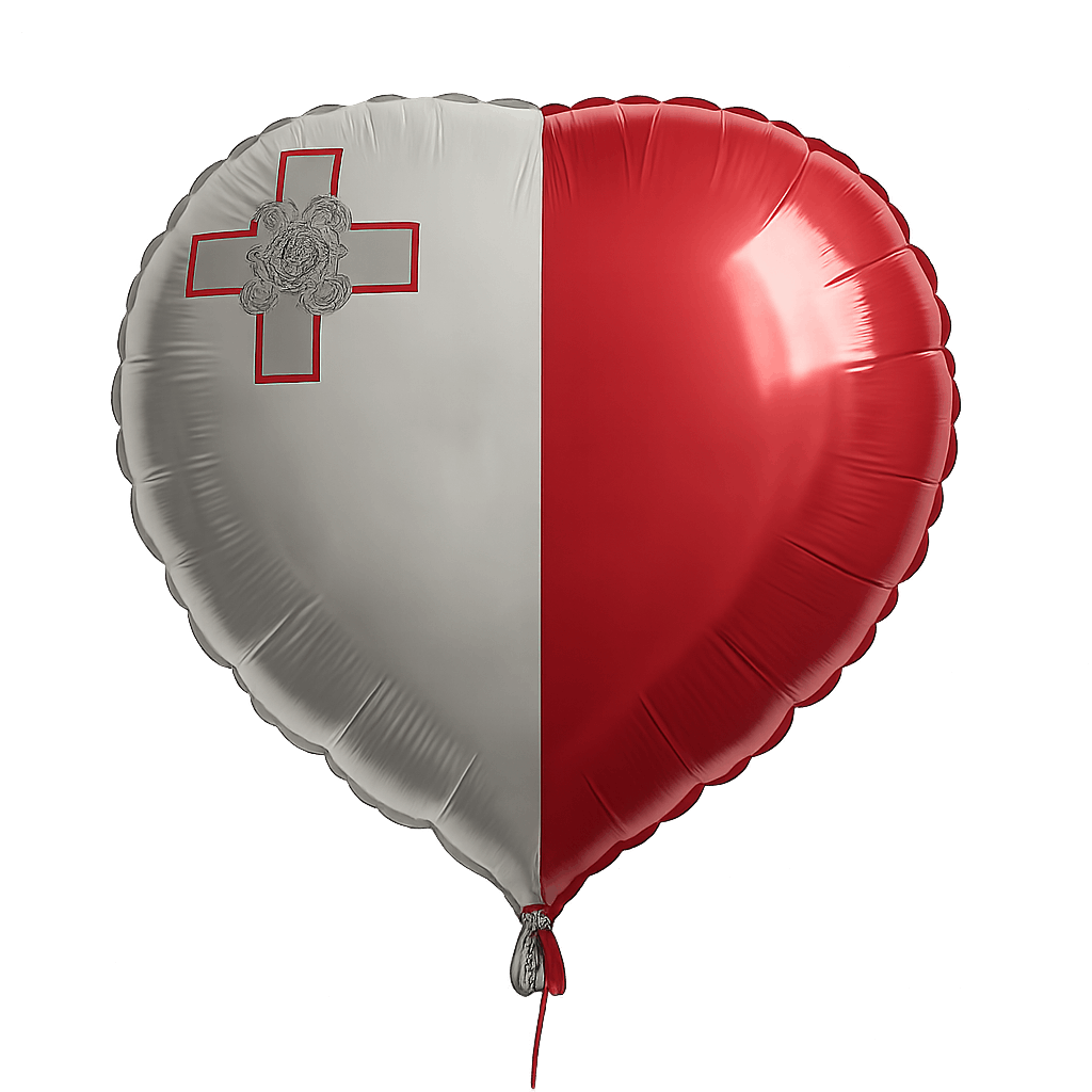 Heart Balloon Malta Flag, Foil, Transparent Background